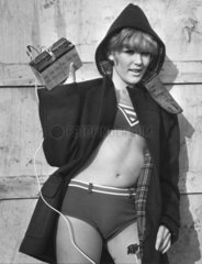 Model wearing battery-heated coat  2 February 1968.