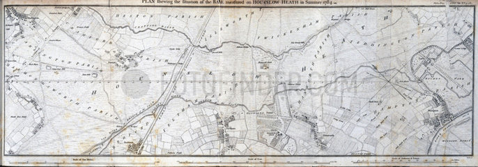 Plan of the base measurement on Hounslow Heath  Summer 1784.