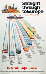'Straight through to Europe'  BR poster  c 1970s.