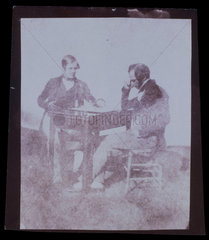 Two men playing chess  c 1842.