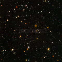 Hubble ultra deep field view of galaxies  2003-2004.