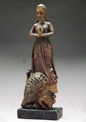 Wooden statue of Saint Margaret  possibly French  1700-1850.