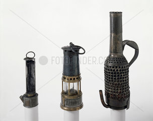 Three miners’ lamps  19th century.
