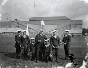Samuel Cody instructing sailors how to handle ‘Cody Kites’  1906-1907.