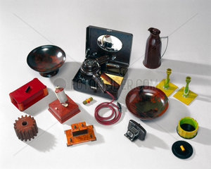 Plastic objects made from phenol formaldehyde  1920-1939.