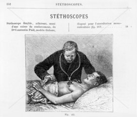 Dr Constantin Paul using the Galante stethoscope  c 1885.