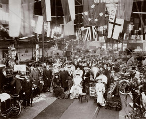 Guests gathered at reception  Lillie Hall  Fulham  London  1903.