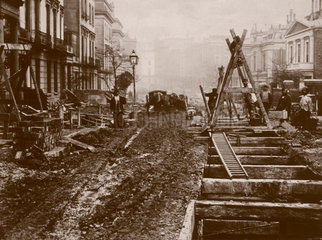 Constructing the world's first underground railway  London  1860s.