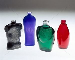 Four coloured bottles  powder-coated by Azko Nobel  2000.