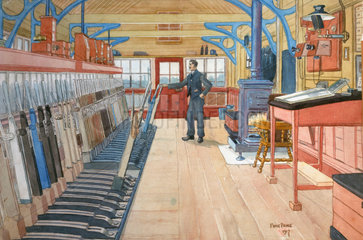 'Interior of Brighouse East Junction Signal Box’  West Yorkshire  1917.