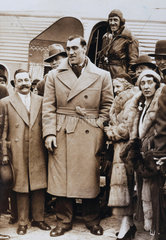 Primo Carnera arrives at Croydon Airfield  9 March 1932.