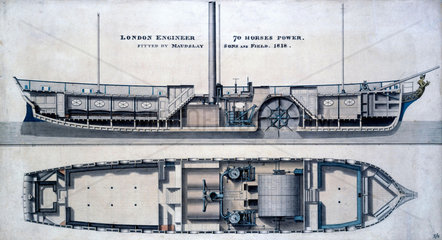 Paddle Steamer 'London Engineer'  1818.