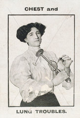 Using the ‘Veedee’ vibratory massager for chest problems  c 1900-1925.