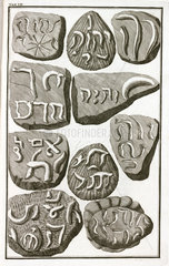 Fake fossils with Hebrew inscriptions  1745.