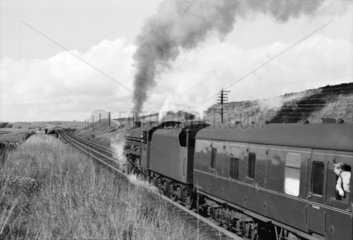 Jubilee class locomotive and train at Shap  Cumbria  1961.