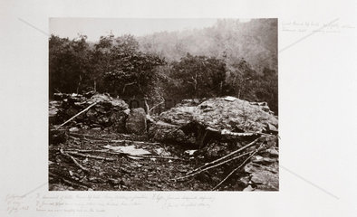 Breastworks on Little Round Top Hill  Gettysburg  Pennsylvania  July 1863.