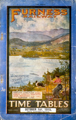 Front cover of the Furness Railway timetable  1915.
