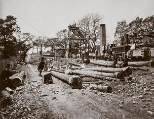 Navvies at Pit Bank Shaft No 4  Belsize Tunnel  London  c 1865.