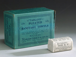 Twelve ‘Tabloid’ pleated compressed sanitary towels  1910-1940.
