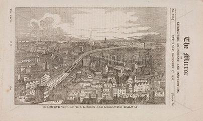 'Bird's eye view of the London and Greenwich Railway'  1836.