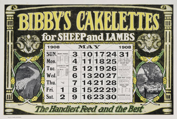 ‘Bibby’s Cakelettes for Sheep and Lambs’  calendar  1908.