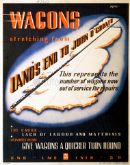 'Wagons stretching from Land's End to John O'Groats’  poster  1945.