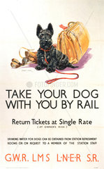 ‘Take Your Dog’  GWR/LMS/LNER/SR poster  c 1935.