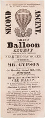 Handbill advertising Gypson’s grand balloon ascent  12 August 1841.