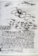 Sketches by Leonardo da Vinci on the flight of birds  15th century.