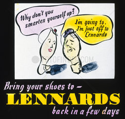 Advertisement for Lennards shoe care and repair  c 1930s.