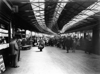 Passengers disembarking at Holyhead Station