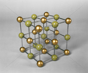 Sodium chloride  ball and spoke crystalline structure model  c 1965.