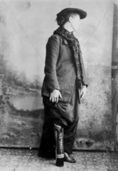 Woman wearing an artificial leg  1890-1910.