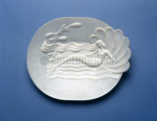 Oval moulded plastic serving dish  1950s.