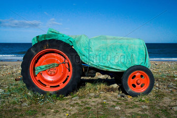 Tractor on Saltburn seafront  Cleveland  2005.