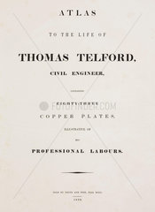 Title page from Thomas Telford’s book on his engineering achievements  1838.