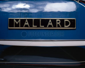 Name plate of ‘Mallard'  London & North Eastern Railway locomotive  1938.