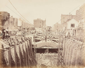 Construction of the Metropolitan District Railway  Paddington  London  c 1867.