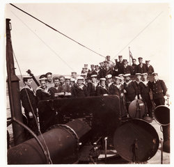 Sailors on the deck of a ship  c 1905.