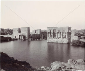 The River Nile and flooded temples at Philae  Egypt  c 1900.
