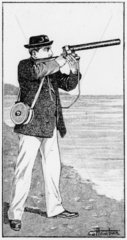 Etienne-Jules Marey with photographic gun  19th century.