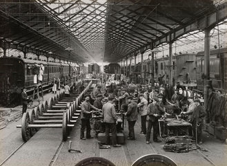 Carriage repair shop  South Yorkshire  c 1916.