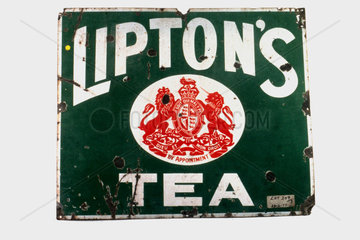 Sign advertising 'Lipton's Tea'  c 1920.