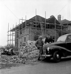 Fireplace representative at building site  1952.