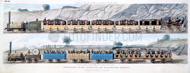 'Travelling on the Liverpool & Manchester Railway'  1831.
