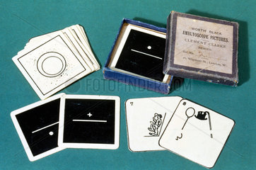 Set of slides for use with a Worth amblyoscope  c 1890-1910.