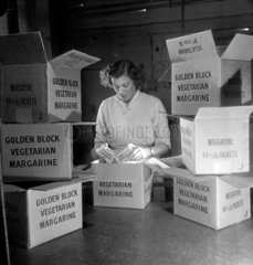 Female worker packing margarine  Letchworth  1949.