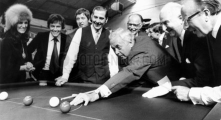 Harold Wilson playing snooker  September 1975.