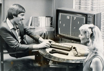 Steve Heighway playing 'Pong'  26 September 1977.