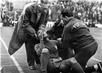 Eusebio injured  World Cup  Old Trafford  13 July 1966.